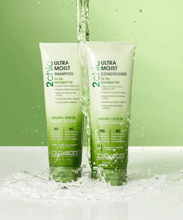 Sampon hidratante con aceite de oliva para cabello dañado Giovanni 2Chic Moist Avocado 250ml