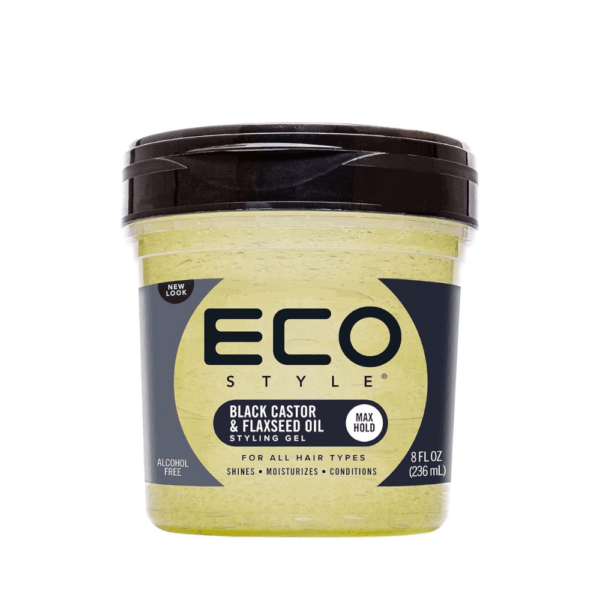Gel de fijación fuerte y fortalecimiento EcoStyle Black Castor & Flaxseed Oil 473ml