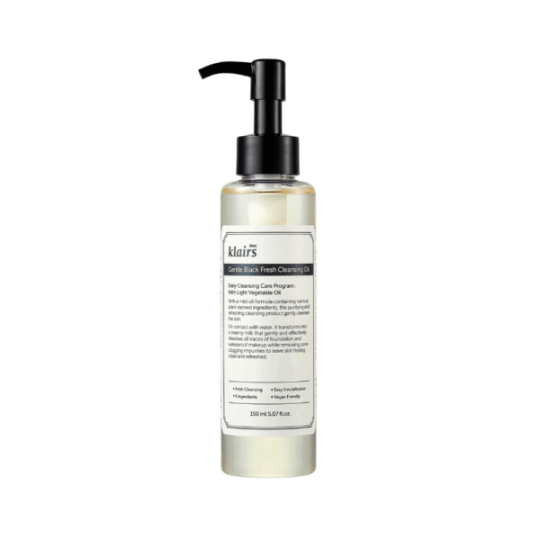 Aceite de limpieza suave para piel mixta y grasa dear, Klairs Gentle Black Fresh Cleansing Oil 150ml