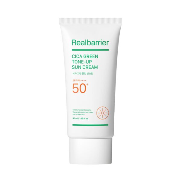 Crema con protección solar para piel sensible SPF50+ PA++++ Real Barrier Cica Green Tone-up 50ml