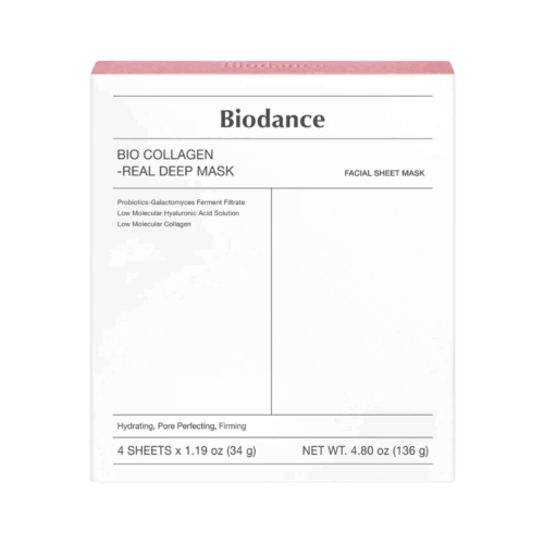 Set mascarilla facial con bio-colágeno para hidratación y firmeza Biodance Bio-Collagen 34g x 4 unidades