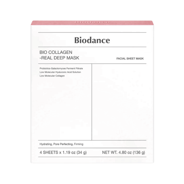 Set mascarilla facial con bio-colágeno para hidratación y firmeza Biodance Bio-Collagen 34g x 4 unidades
