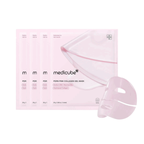 Set mascarilla facial hidrogel rosa con colágeno para firmeza Medicube PDRN Pink Collagen 28g x 4 uds